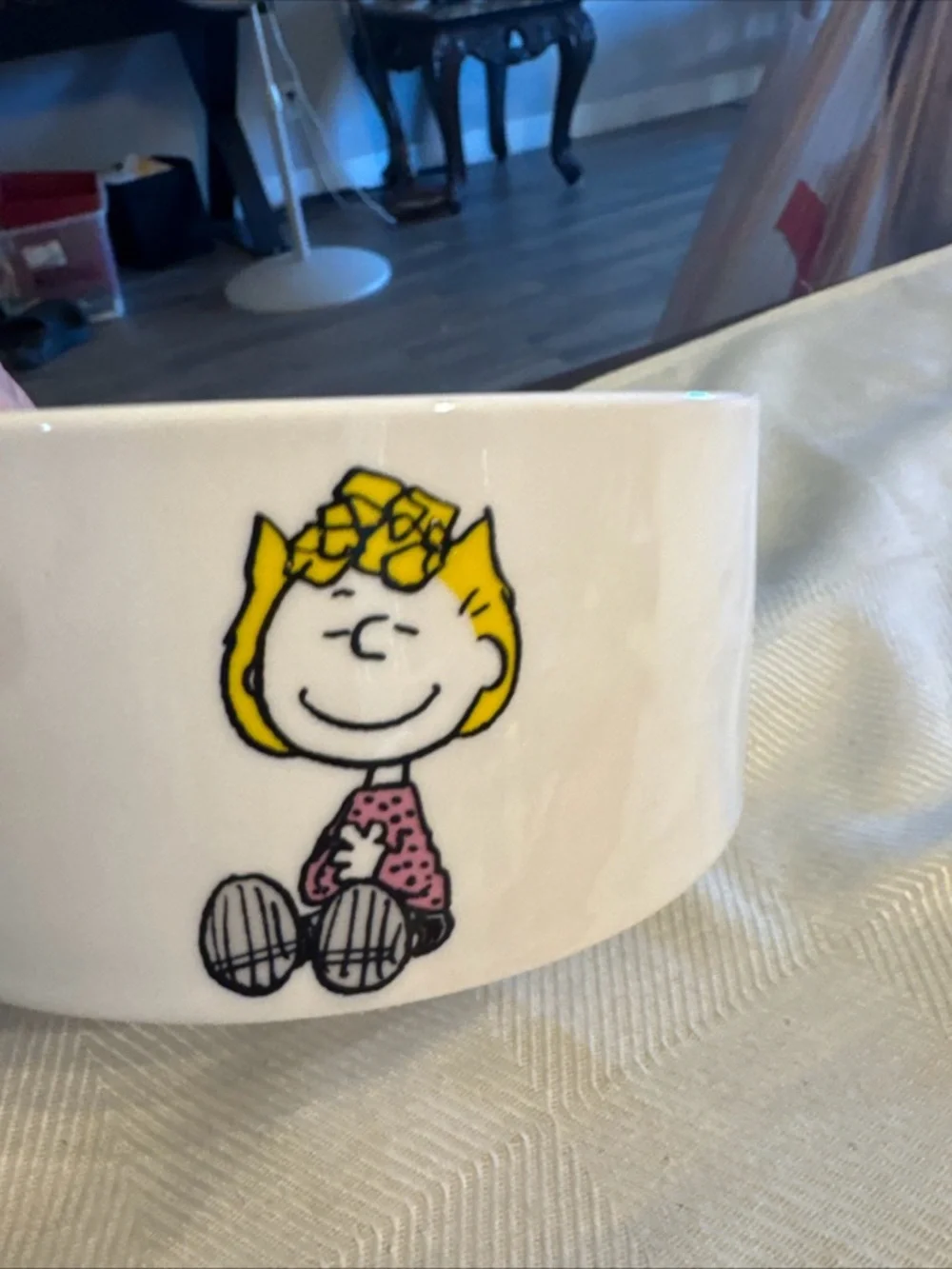 Peanuts Character Ceramic Bowl - White with Multicolor Graphics dog bowl 6”